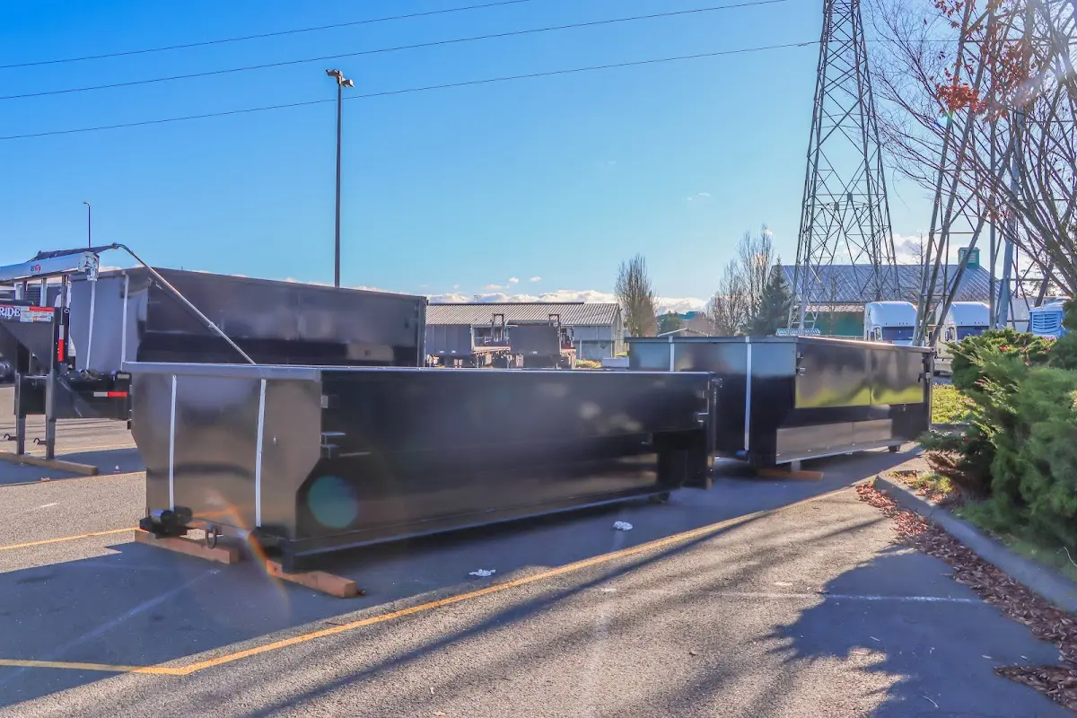 Roll-off dumpster ready for waste disposal at job site for 2 Yard Dumpster Rental in Martic